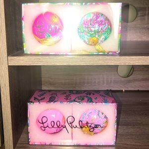 Lilly Pulitzer Christmas ornaments. Both sets.